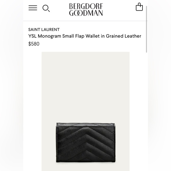 Saint Laurent YSL Monogram Small Flap Wallet in Grained Leather - Picture 4 of 5